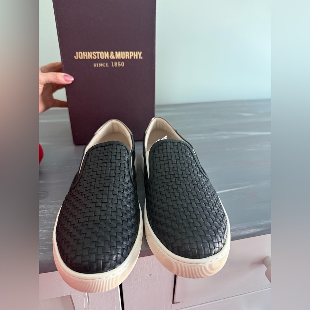 Women’s Johnston & Murphy Black Woven Slip-On Loafers